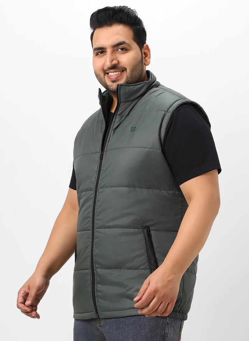 Urbano Fashion  Urbano Plus Men's Green Sleeveless Zippered Puffer Jacket for Men | Best Price UAE